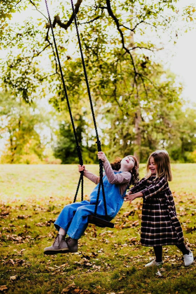 Dark Brown Stained Classic Bench Swing | Plow & Hearth