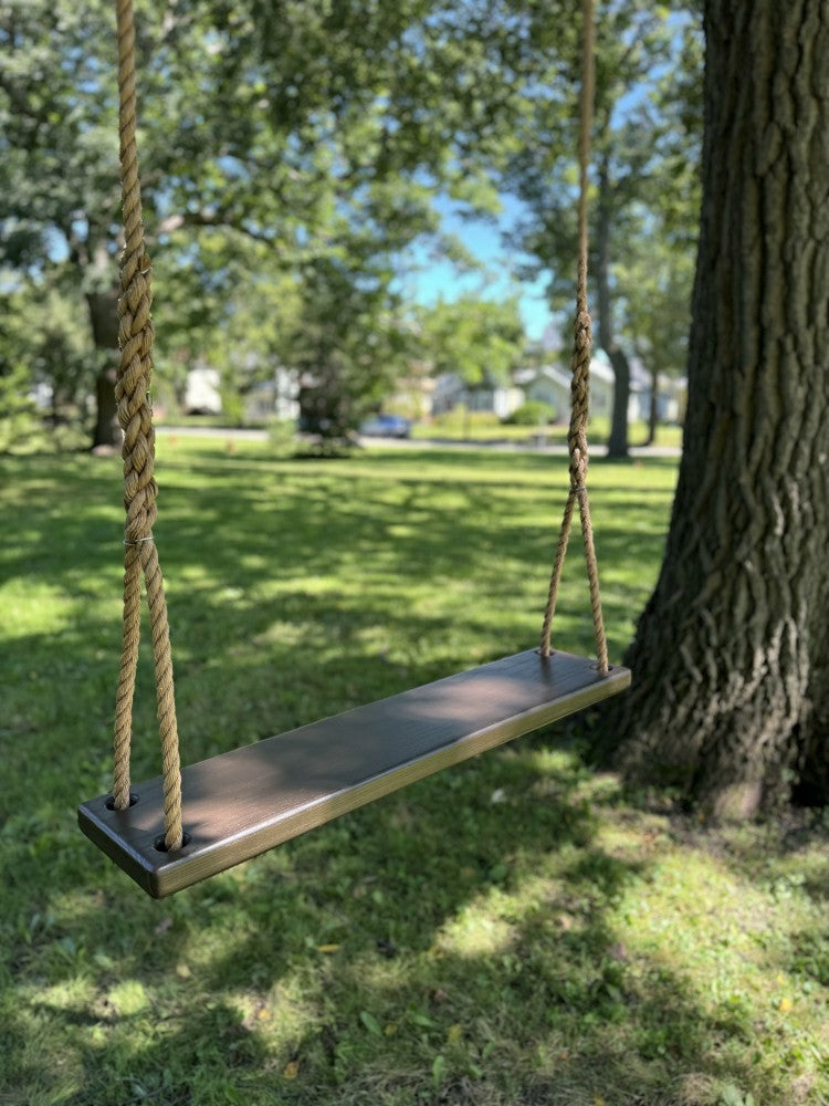 Dark Brown Stained Classic Bench Swing | Plow & Hearth
