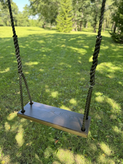 Dark Brown Stained Classic Bench Swing | Plow & Hearth