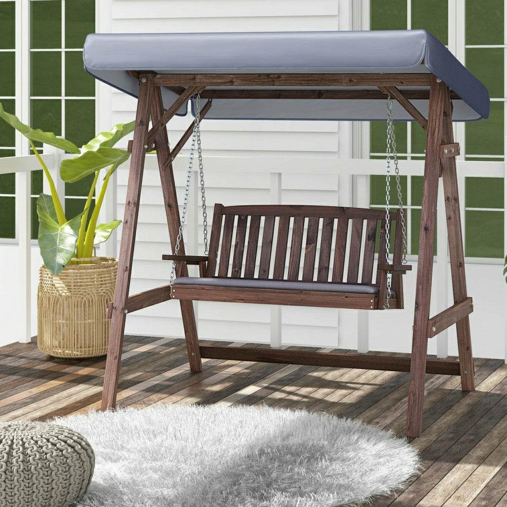 Fir Wood Porch Swing with Stand and Tilt Canopy | Plow & Hearth