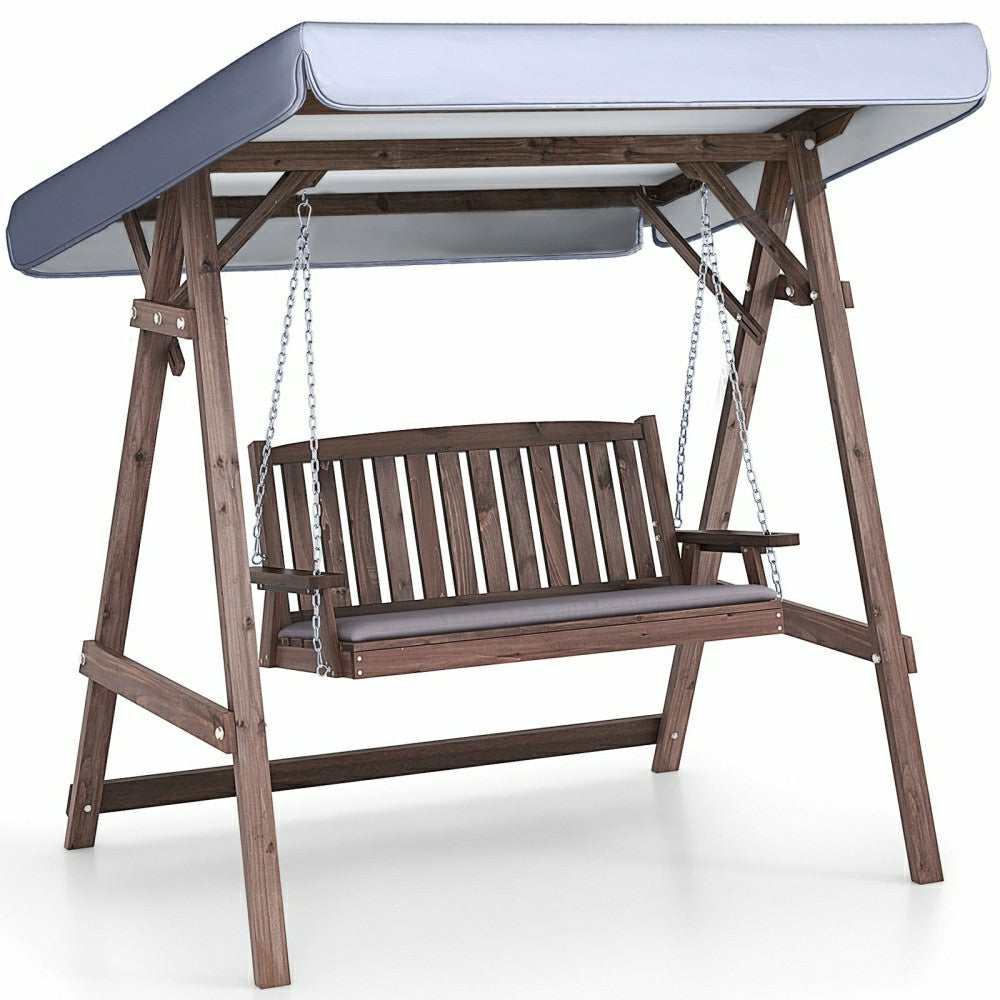 Fir Wood Porch Swing with Stand and Tilt Canopy | Plow & Hearth