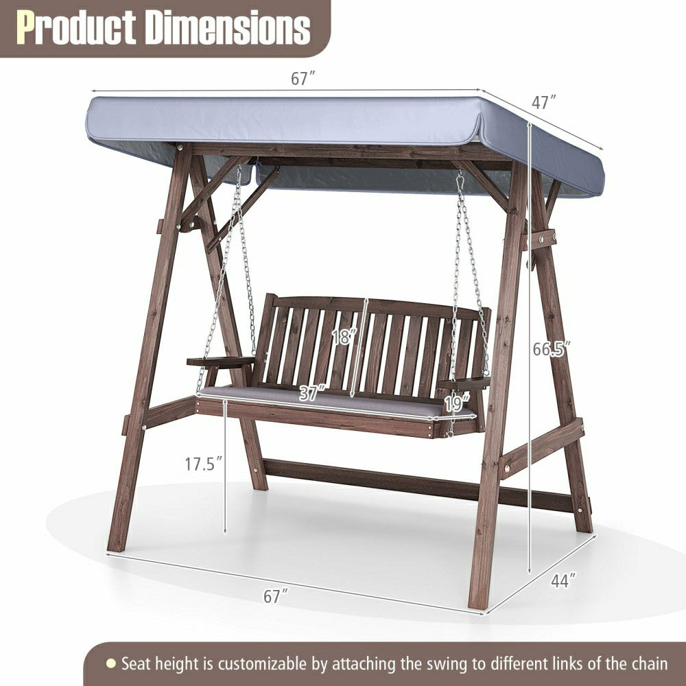 Fir Wood Porch Swing with Stand and Tilt Canopy | Plow & Hearth
