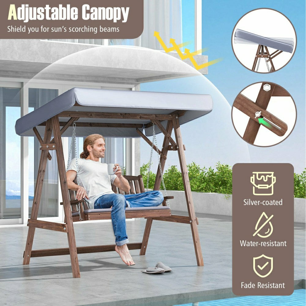 Fir Wood Porch Swing with Stand and Tilt Canopy | Plow & Hearth