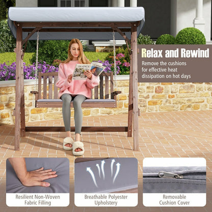 Fir Wood Porch Swing with Stand and Tilt Canopy | Plow & Hearth