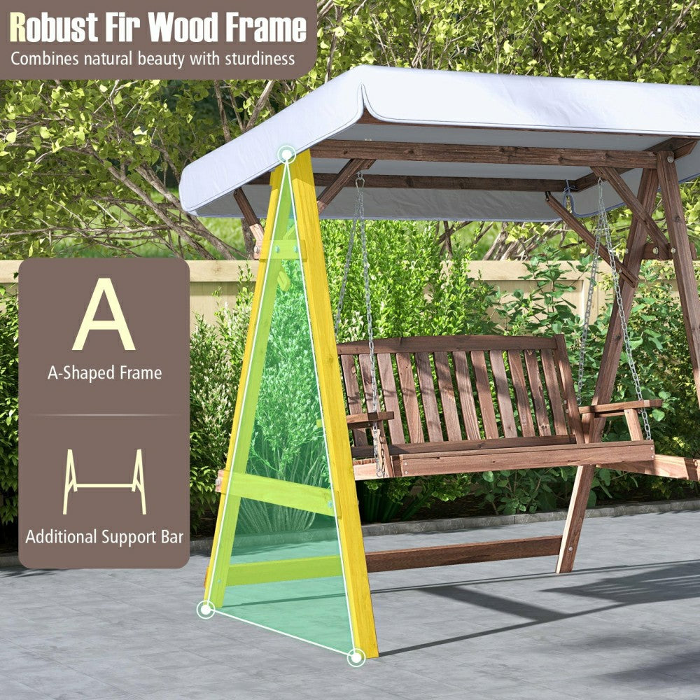 Fir Wood Porch Swing with Stand and Tilt Canopy | Plow & Hearth