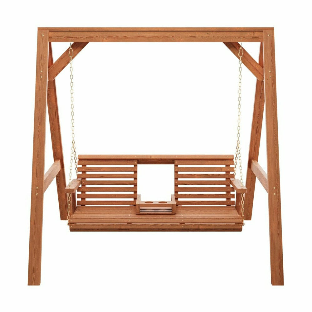 Amish Casual Console Porch Swing with A-Frame Stand | Plow & Hearth