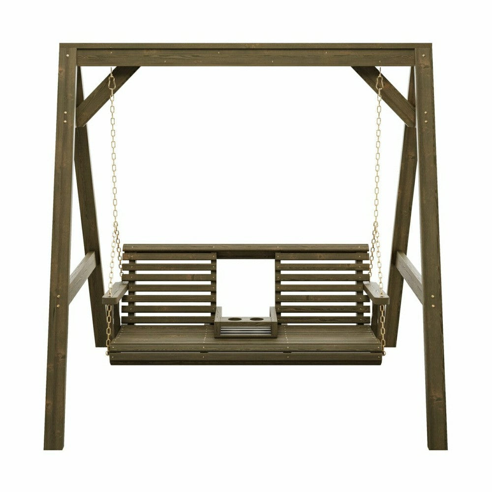 Amish Casual Console Porch Swing with A-Frame Stand | Plow & Hearth