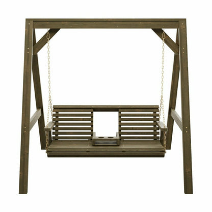 Amish Casual Console Porch Swing with A-Frame Stand | Plow & Hearth