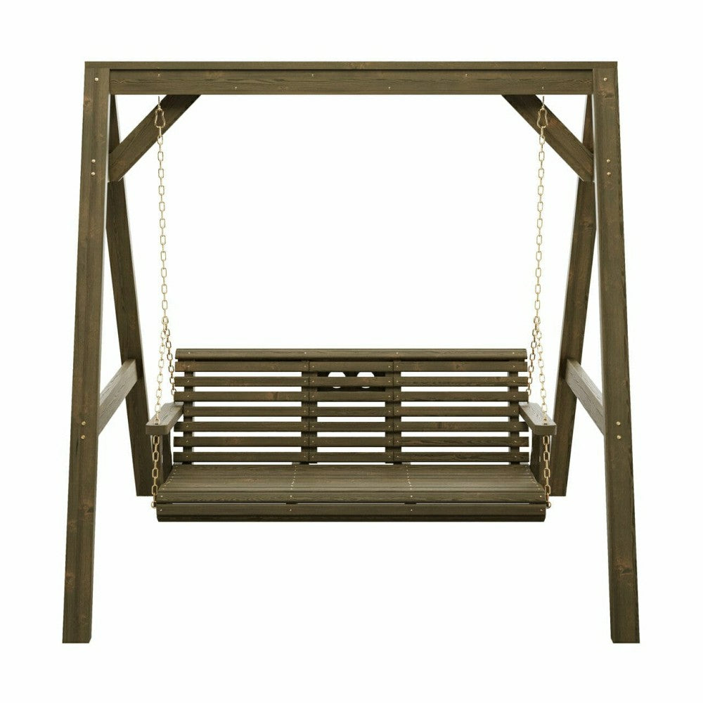 Amish Casual Console Porch Swing with A-Frame Stand | Plow & Hearth
