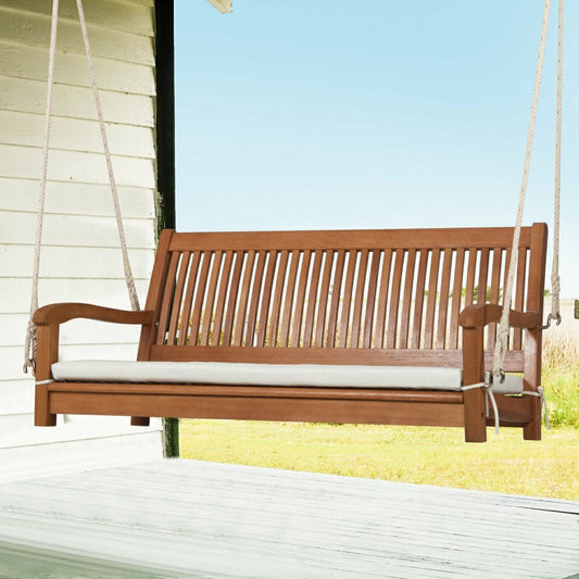 Wood Porch Swing Bench with Cushion | Plow & Hearth