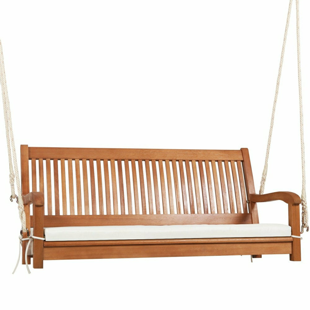 Wood Porch Swing Bench with Cushion | Plow & Hearth