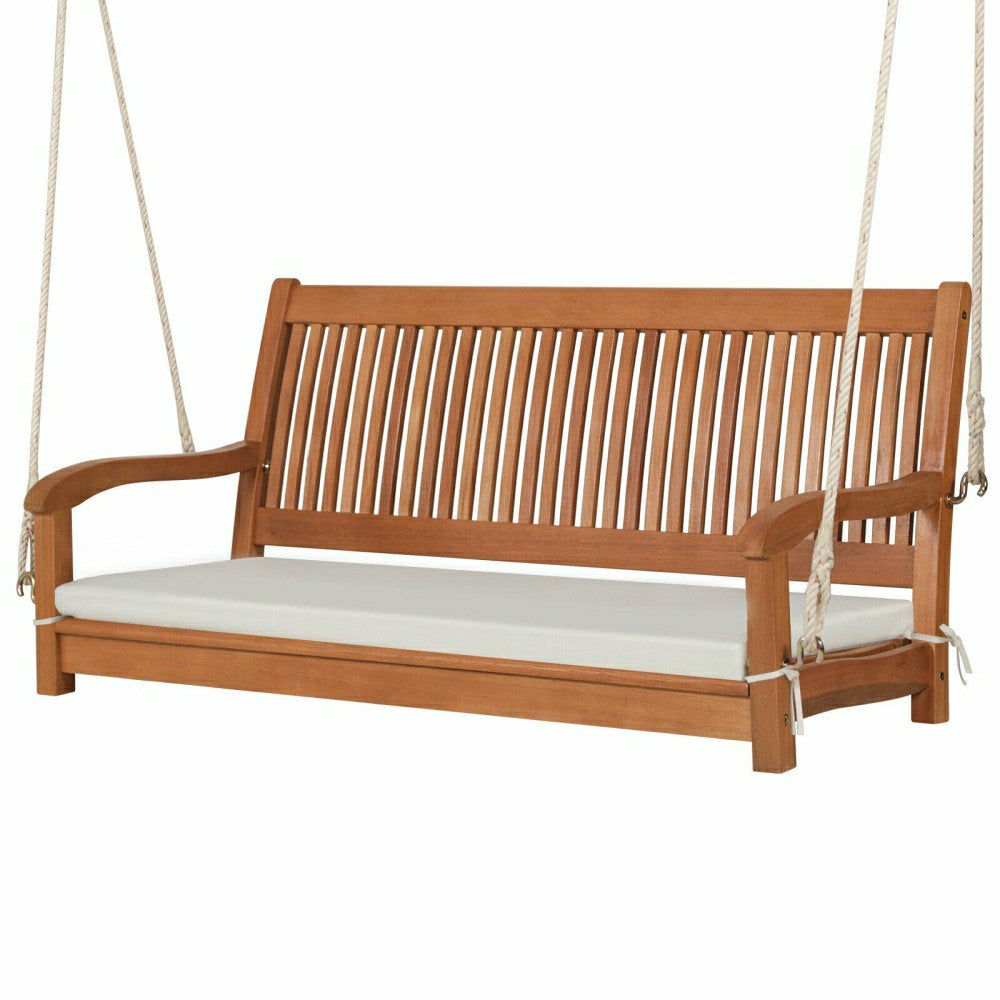Wood Porch Swing Bench with Cushion | Plow & Hearth