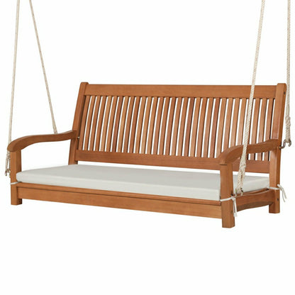 Wood Porch Swing Bench with Cushion | Plow & Hearth
