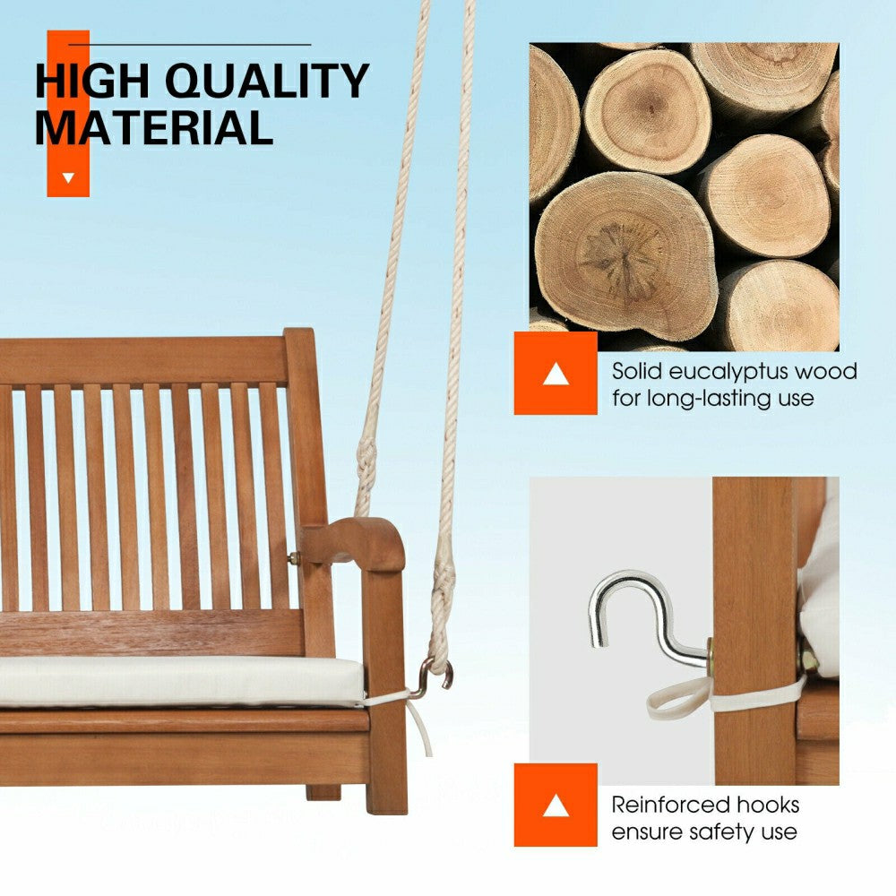 Wood Porch Swing Bench with Cushion | Plow & Hearth