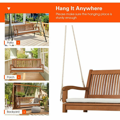 Wood Porch Swing Bench with Cushion | Plow & Hearth