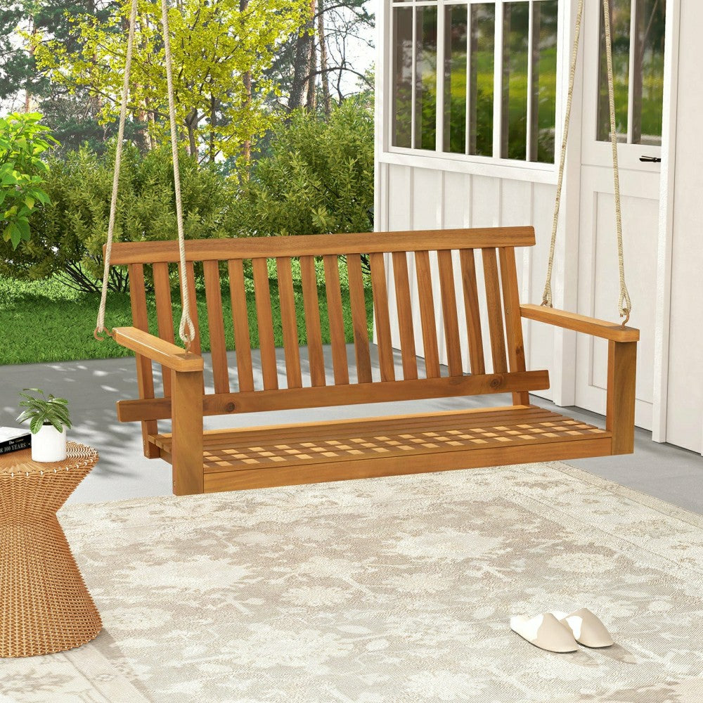 Acacia Wood Porch Swing Bench | Plow & Hearth