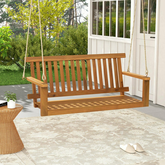 Acacia Wood Porch Swing Bench | Plow & Hearth