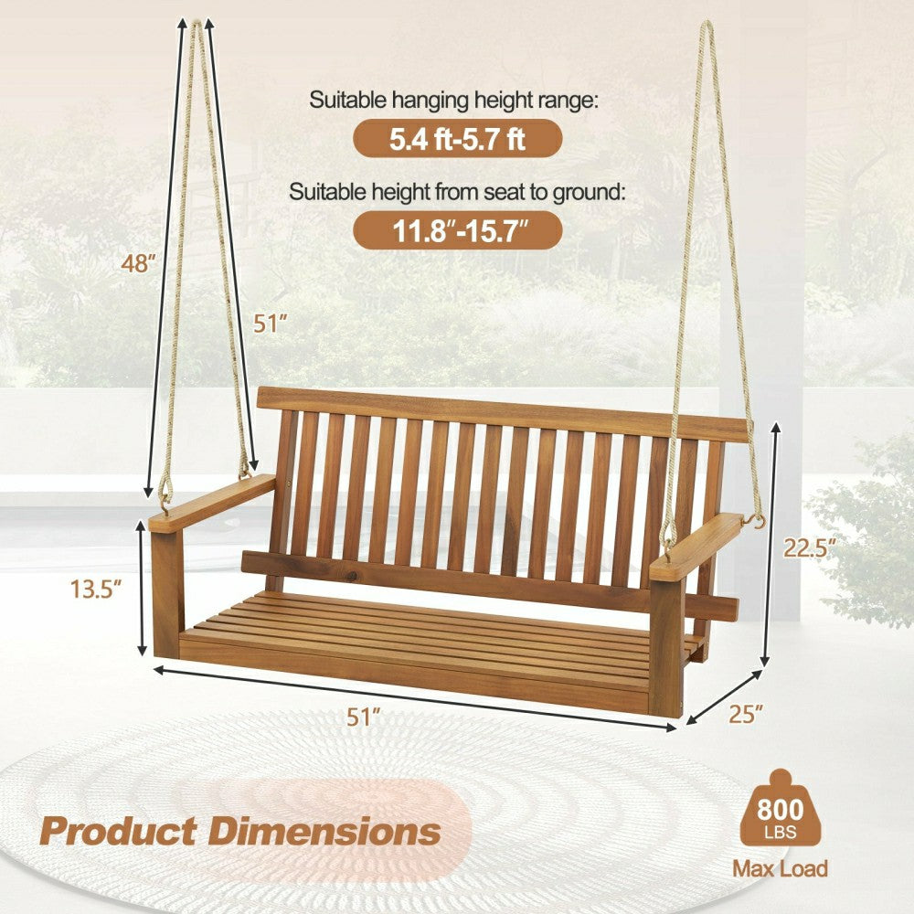Acacia Wood Porch Swing Bench | Plow & Hearth