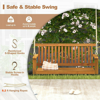 Acacia Wood Porch Swing Bench | Plow & Hearth