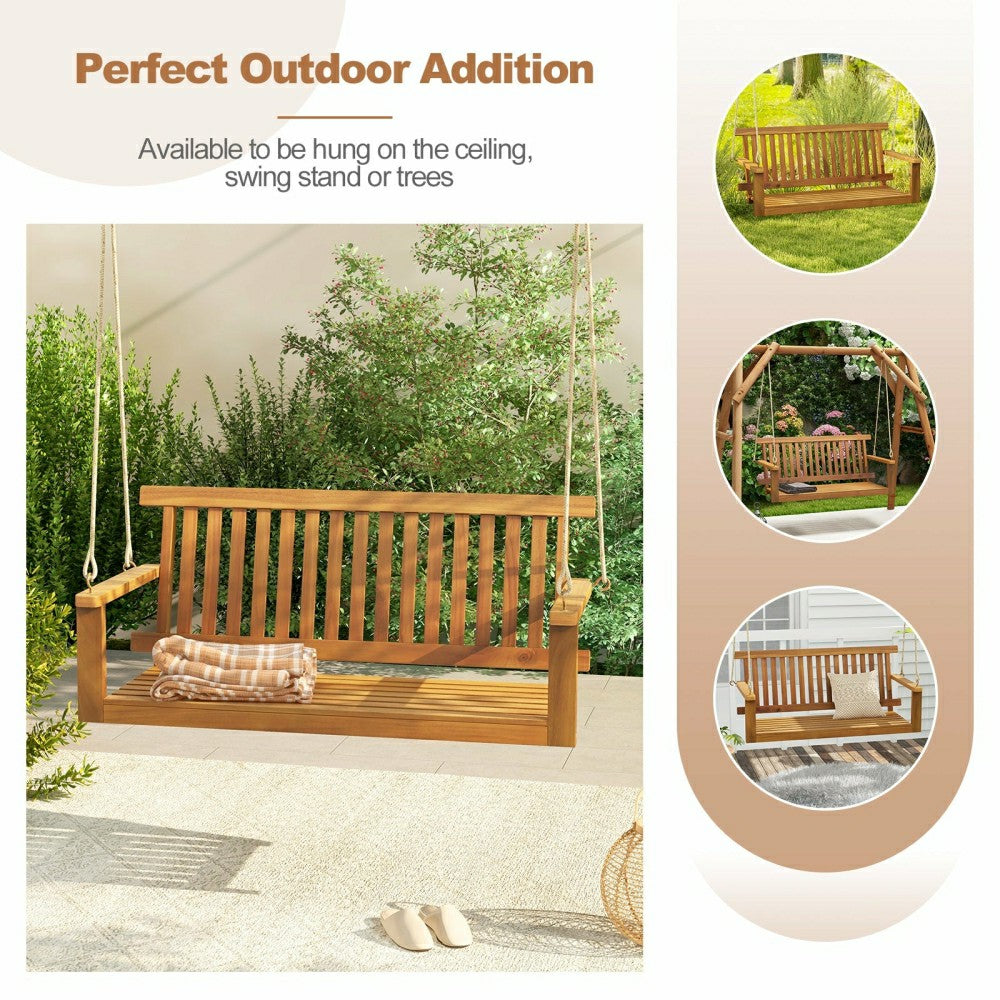 Acacia Wood Porch Swing Bench | Plow & Hearth