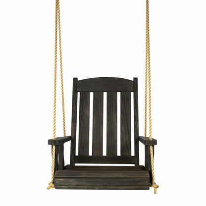 Heavy Duty Outdoor Wood Swing Chair - Black Clearcoat | Plow & Hearth