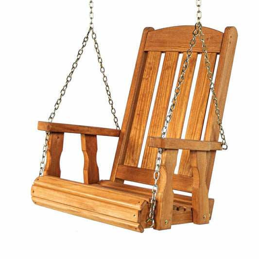 Heavy Duty Outdoor Wood Swing Chair - Cedar Clearcoat | Plow & Hearth