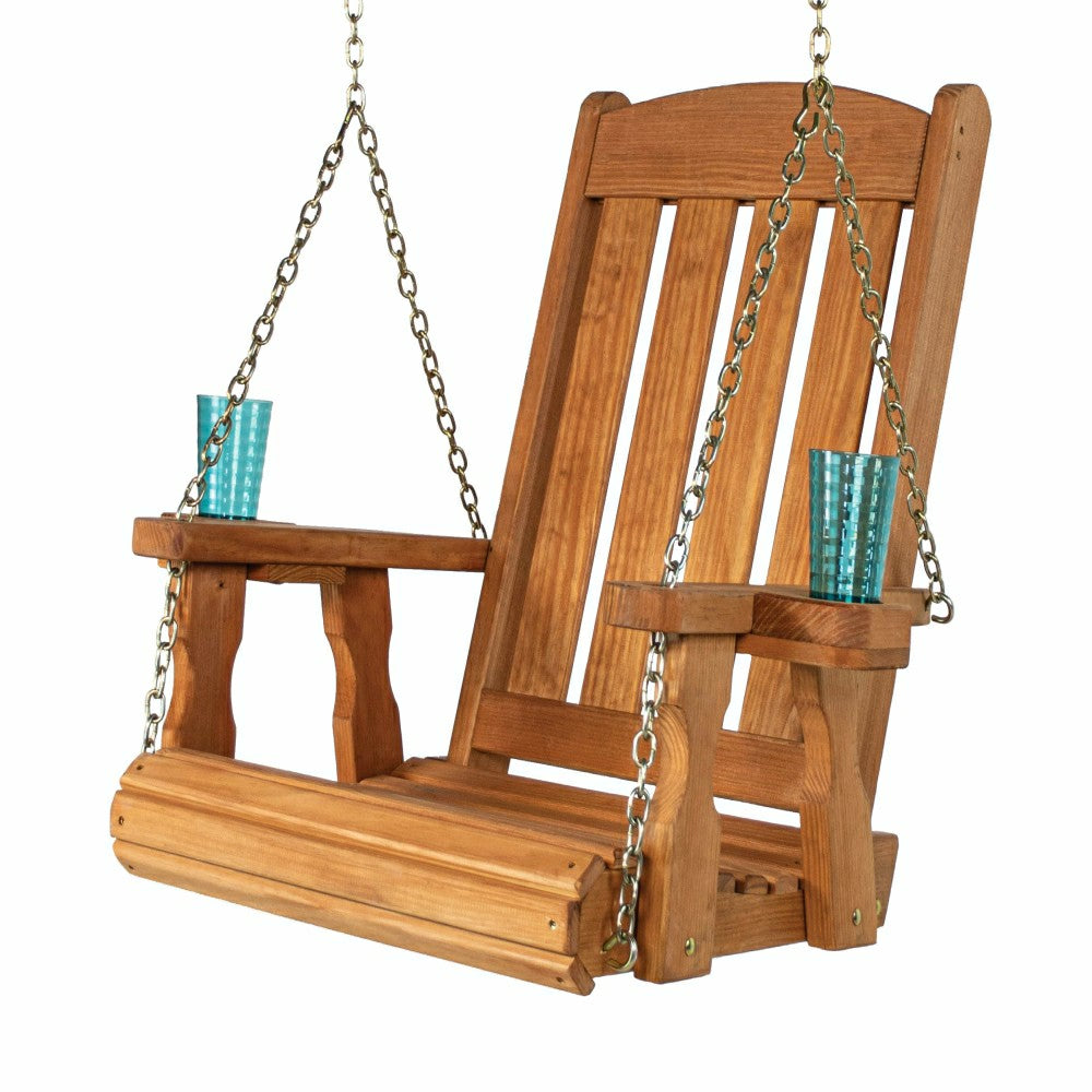 Heavy Duty Outdoor Wood Swing Chair - Cedar Clearcoat | Plow & Hearth