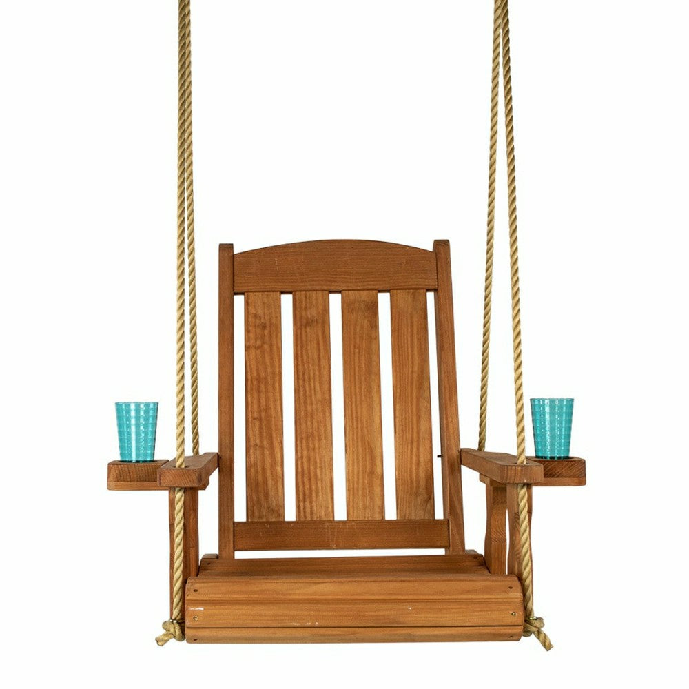 Heavy Duty Outdoor Wood Swing Chair - Cedar Clearcoat | Plow & Hearth