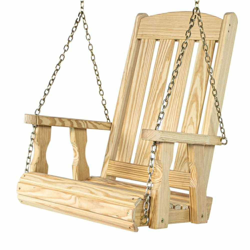 Heavy Duty Outdoor Wood Swing Chair - Unfinished Clearcoat | Plow & Hearth