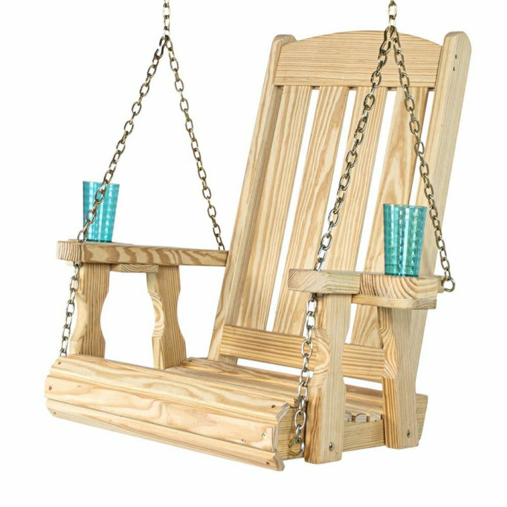 Heavy Duty Outdoor Wood Swing Chair - Unfinished Clearcoat | Plow & Hearth