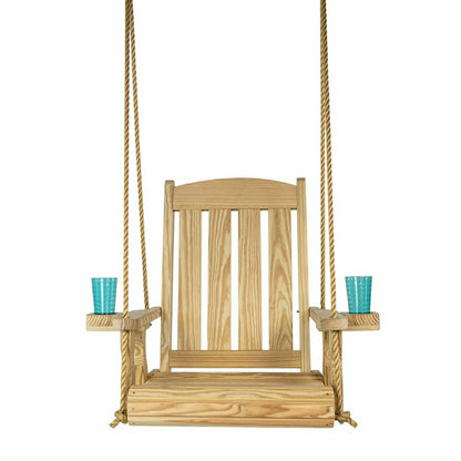Heavy Duty Outdoor Wood Swing Chair - Unfinished Clearcoat | Plow & Hearth