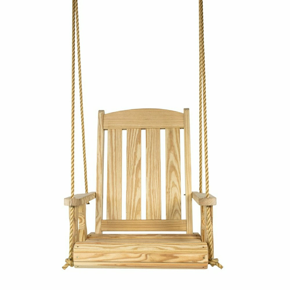 Heavy Duty Outdoor Wood Swing Chair - Unfinished Clearcoat | Plow & Hearth