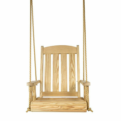 Heavy Duty Outdoor Wood Swing Chair - Unfinished Clearcoat | Plow & Hearth