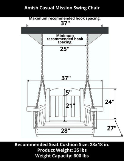 Heavy Duty Outdoor Wood Swing Chair - Unfinished Clearcoat | Plow & Hearth