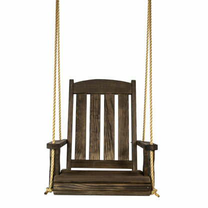 Outdoor Wood Swing Chair - Dark Walnut | Plow & Hearth