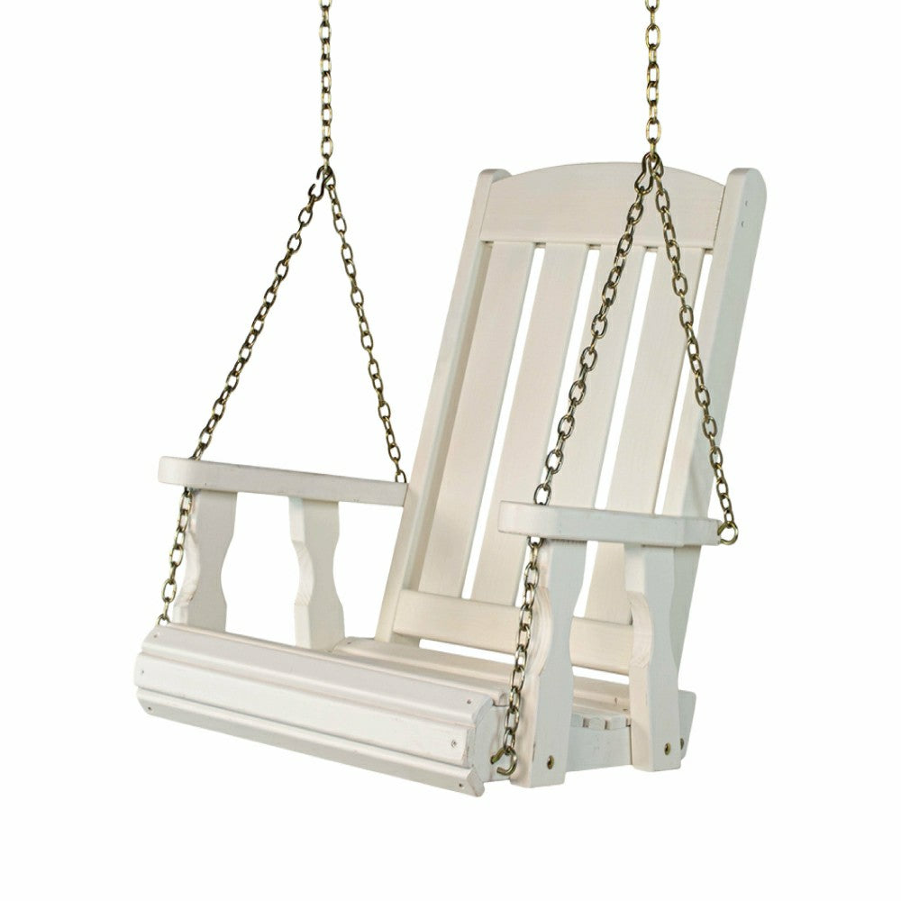 Heavy Duty Outdoor Wood Swing Chair - White Stain | Plow & Hearth