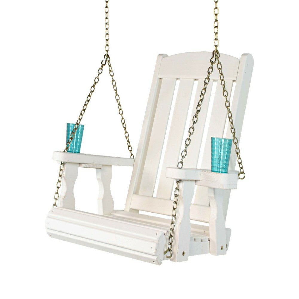 Heavy Duty Outdoor Wood Swing Chair - White Stain | Plow & Hearth
