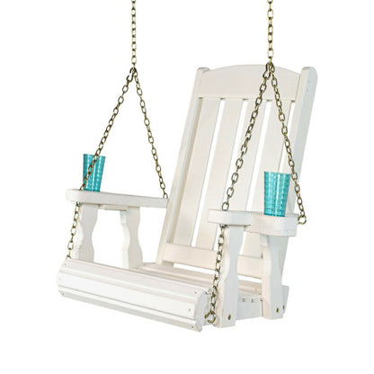 Heavy Duty Outdoor Wood Swing Chair - White Stain | Plow & Hearth