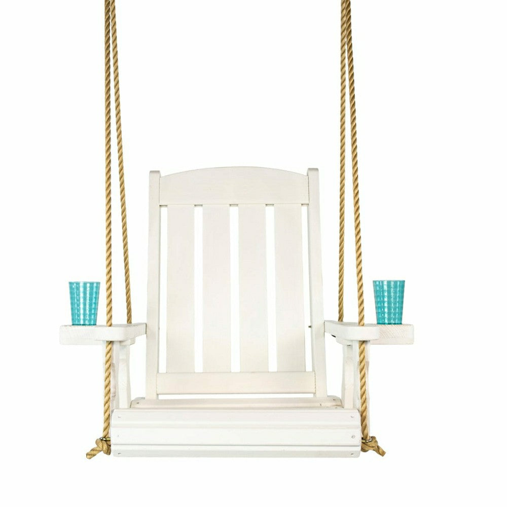 Heavy Duty Outdoor Wood Swing Chair - White Stain | Plow & Hearth