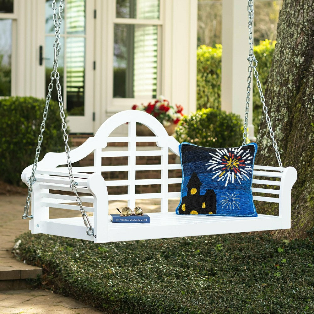 Lutyens Eucalyptus Wood Porch Swing, White | Plow & Hearth