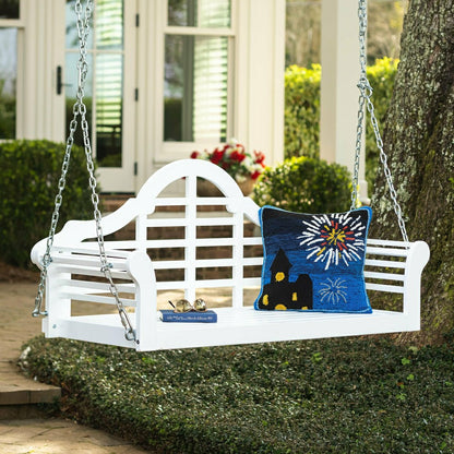 Lutyens Eucalyptus Wood Porch Swing, White | Plow & Hearth