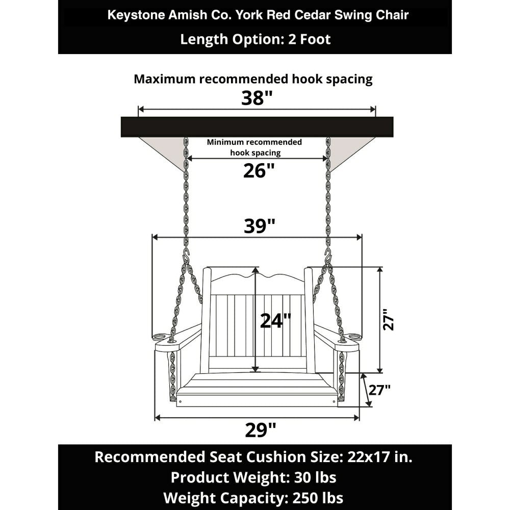 Keystone Amish Co. York Red Cedar Swing Chair | Plow & Hearth