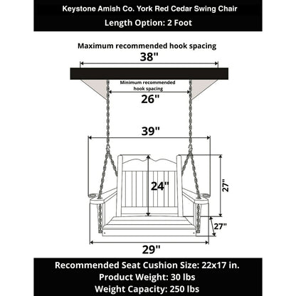 Keystone Amish Co. York Red Cedar Swing Chair | Plow & Hearth