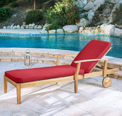 Outdoor Polyester Lounger Cushion 22"x73", Solid Red | Plow & Hearth