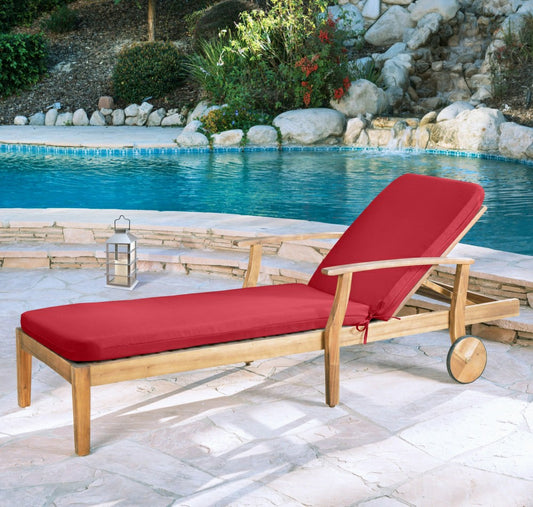 Outdoor Polyester Lounger Cushion 22"x73", Solid Red | Plow & Hearth