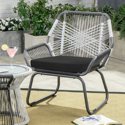 Outdoor Polypropylene Arm Chair Cushion 18"x19", Solid Black | Plow & Hearth