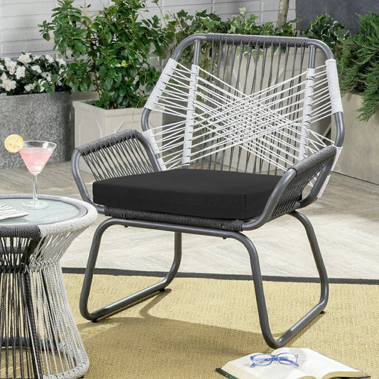 Outdoor Polypropylene Arm Chair Cushion 18"x19", Solid Black | Plow & Hearth
