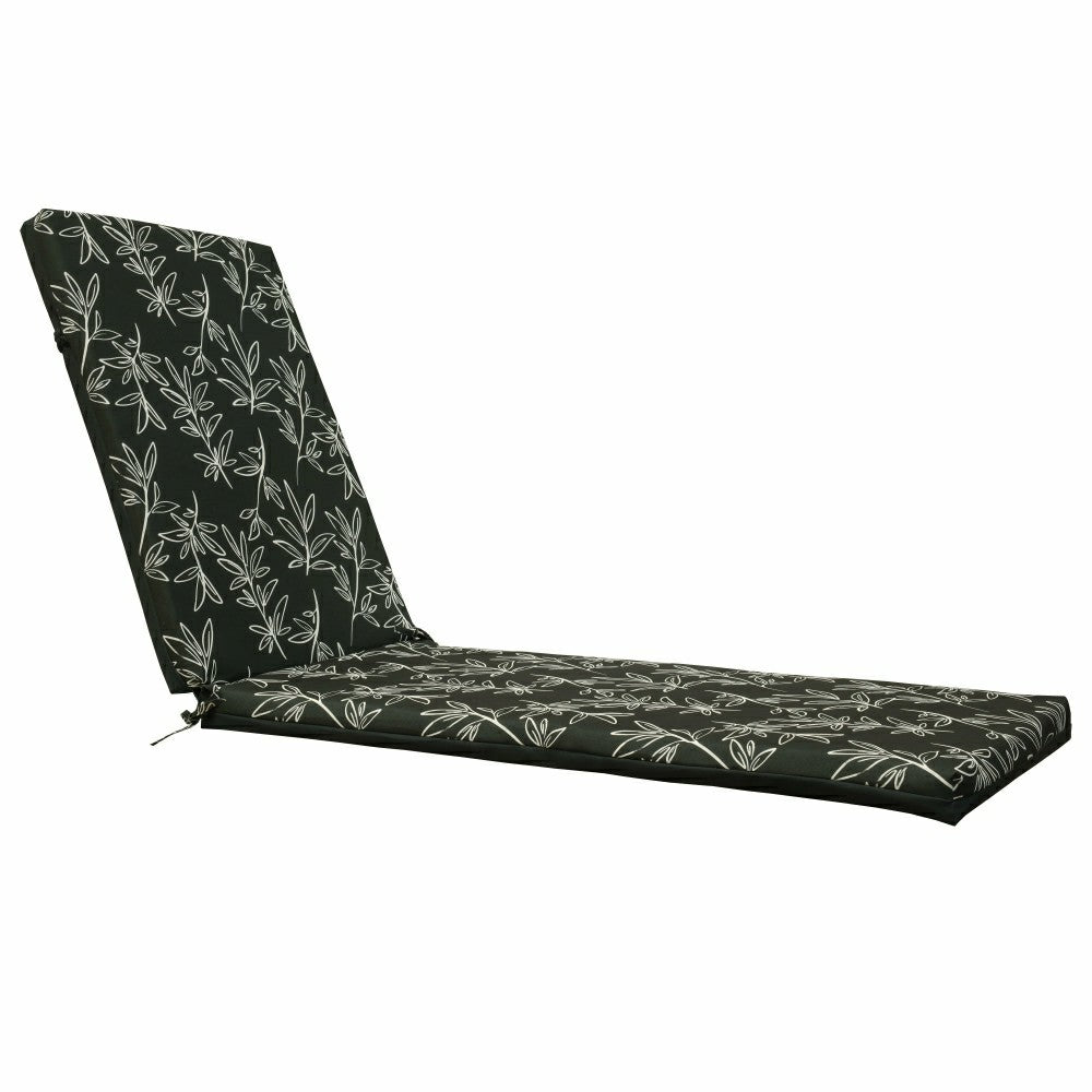 Outdoor Polyester Lounger Cushion 22"x73", White Floral | Plow & Hearth