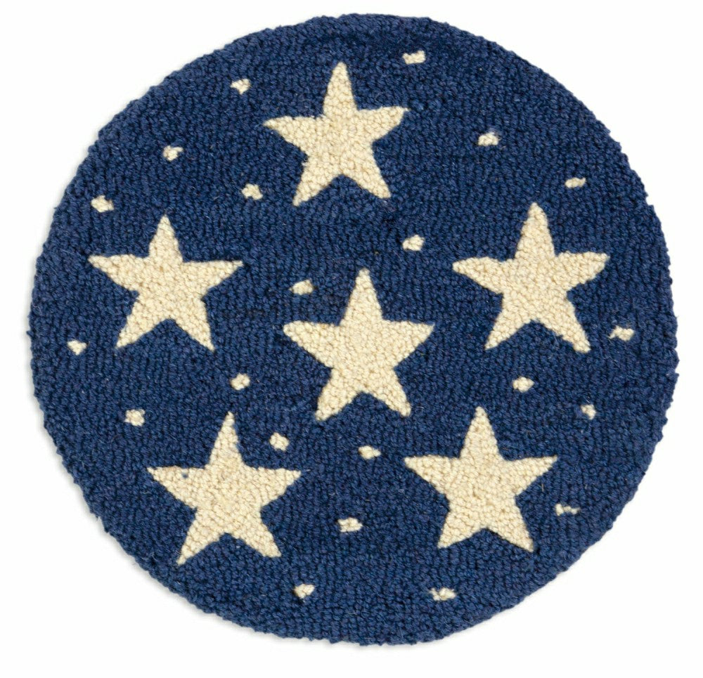 Midnight Stars Hooked Wool Chair Pads Set of 4 | Plow & Hearth