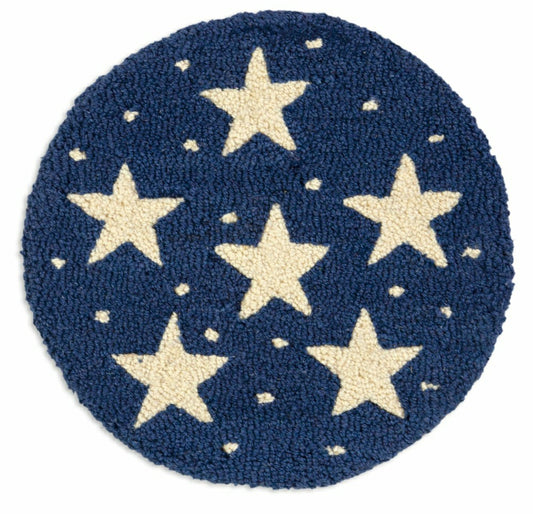 Midnight Stars Hooked Wool Chair Pads Set of 4 | Plow & Hearth